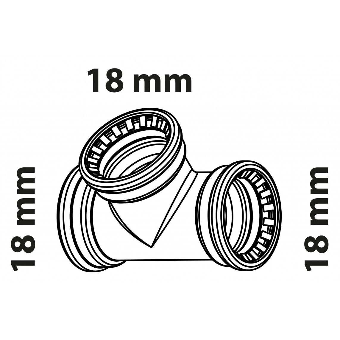 989473217 CU pièce en T, vierge, 18 mm, 3 manchons, (S130), vue 2