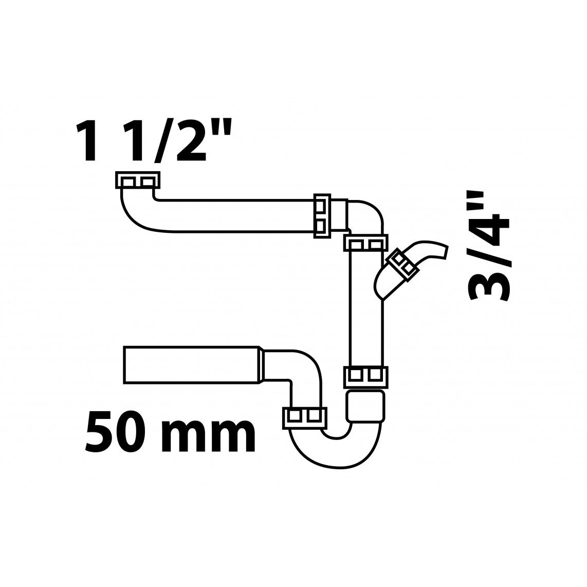 98833649 ECO-SAVE KS siphon tubulaire gain de place pour évier, Gris, 1 1/2" F x 50 mm, avec 3/4" Raccordement de l'appareil vue 8