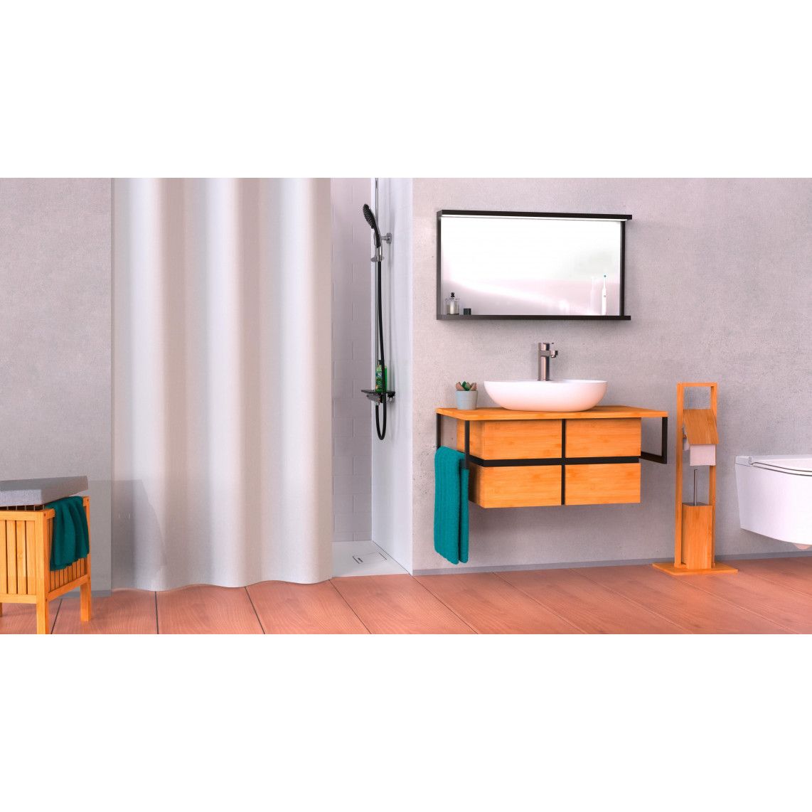 BA0400 Douchegordijn, wit vue 6