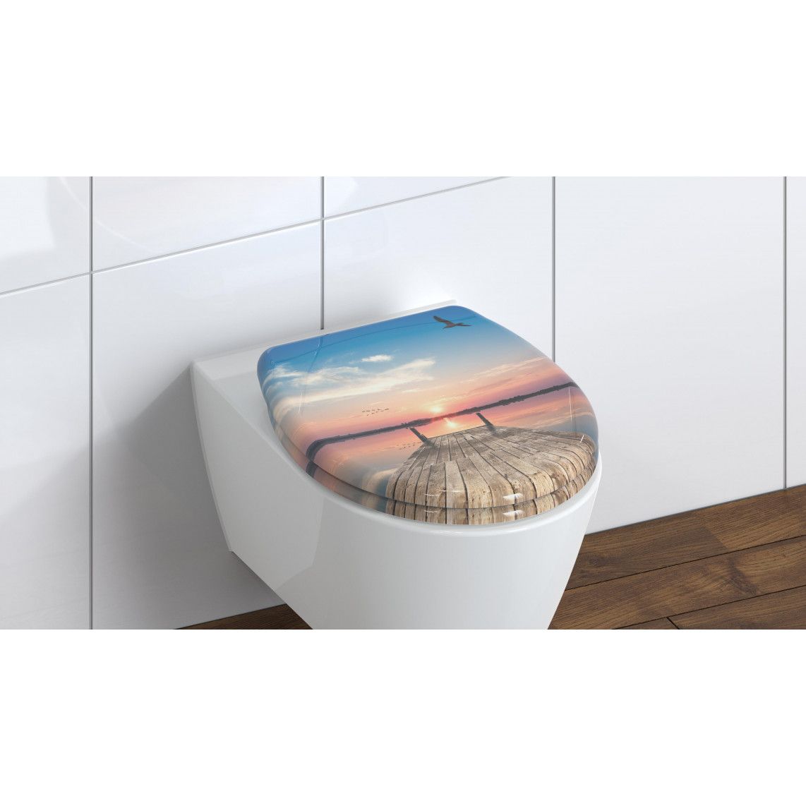 82378 Duroplast Toilet seat SUNSET SKY, with soft close and quick release vue 8