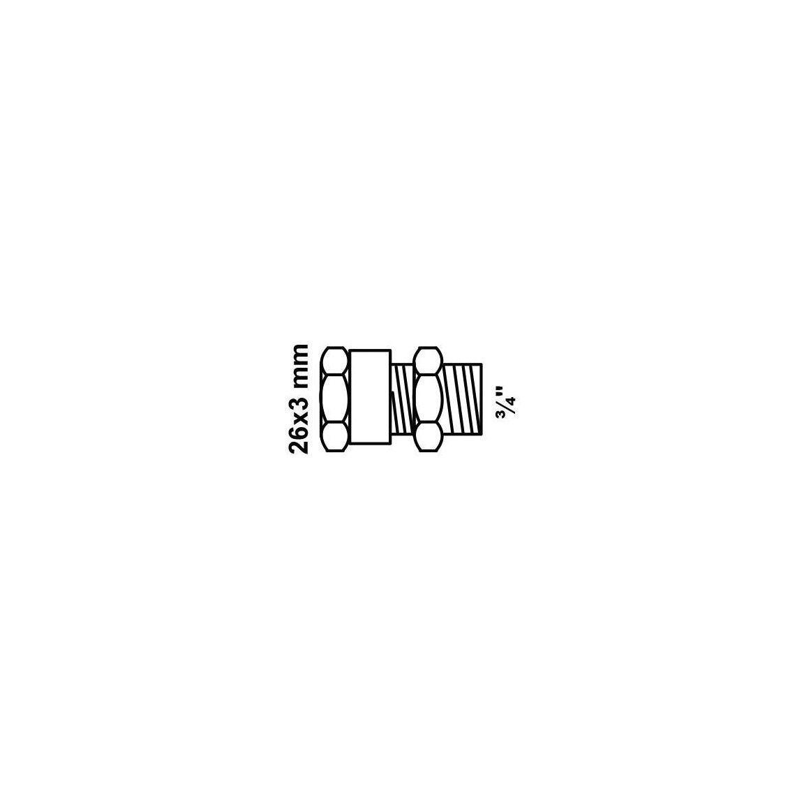 988905555 Transition piece, brass, 26mm x 3/4" male, clamp fitting for multilayer pipe vue 4