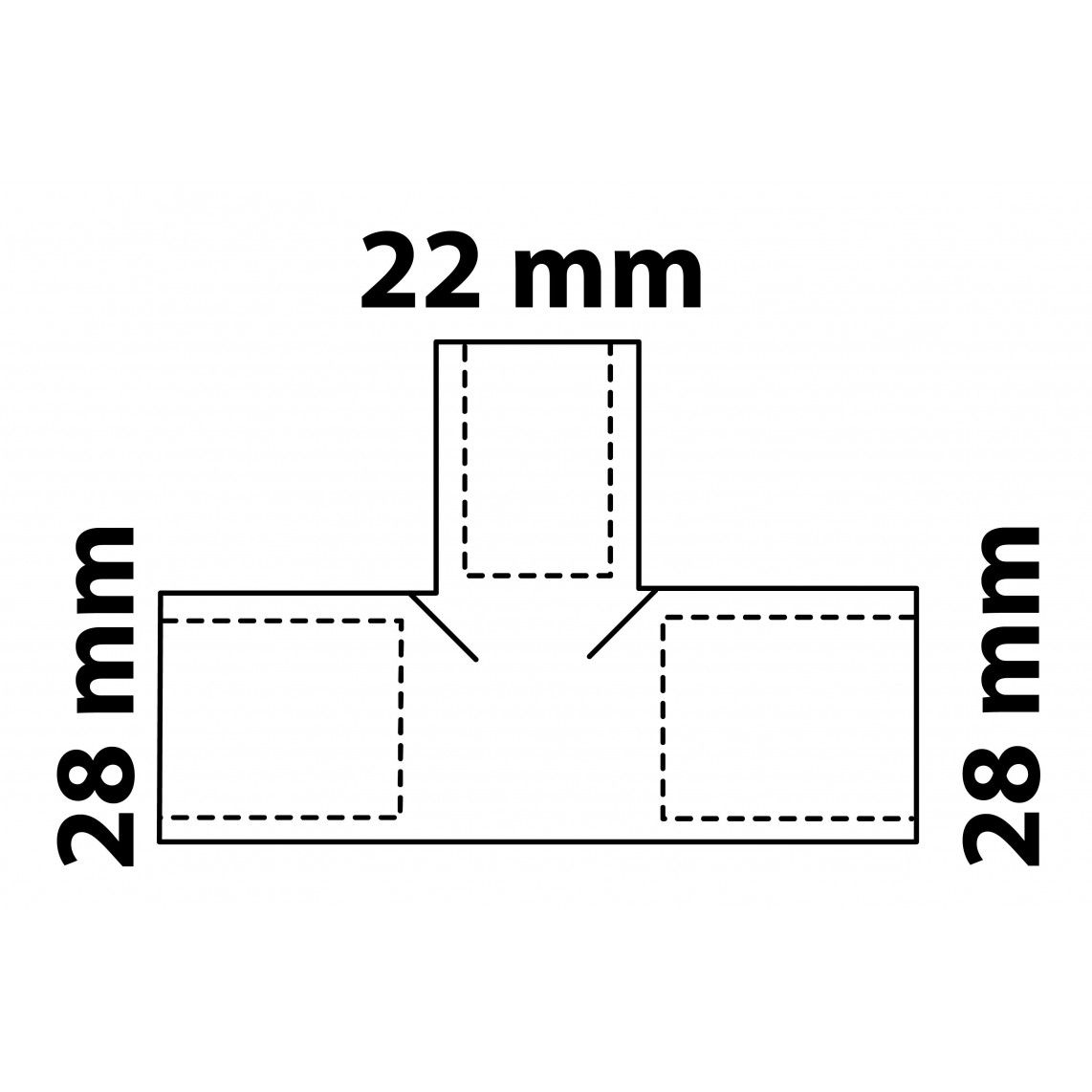989275055 CU verloop T-stuk, blanco, 28 mm x 22 mm x 28 mm, 3 mofen (5130) vue 3