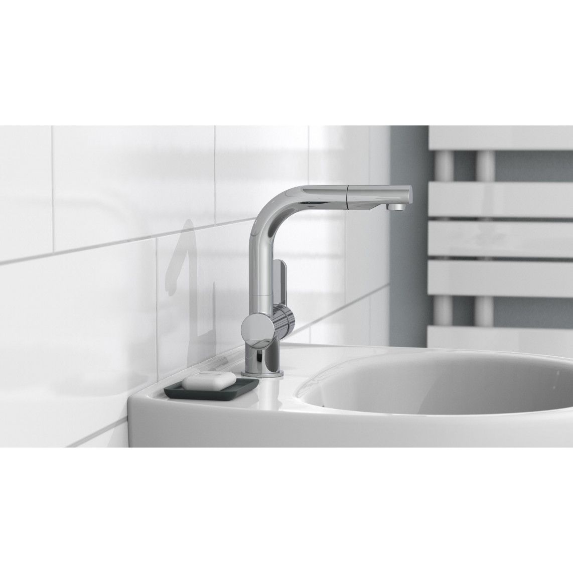 79710 LONDON Mitigeur lavabo, chromé, avec douchette à cheveux extractible vue 5
