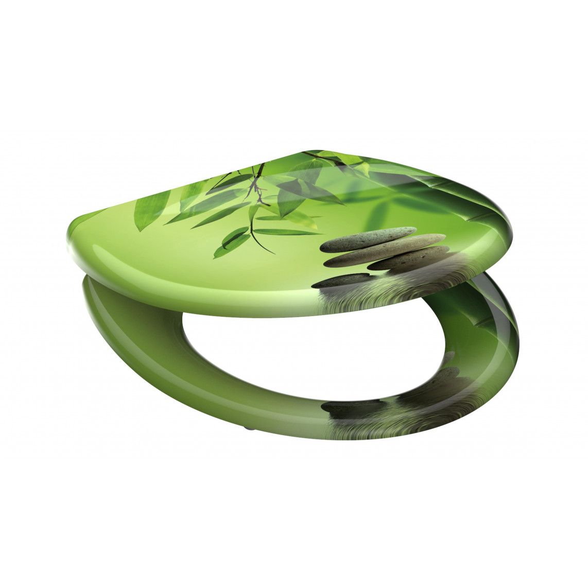 82365 Duroplast Toilet seat GREEN GARDEN, with soft close and quick release vue 2