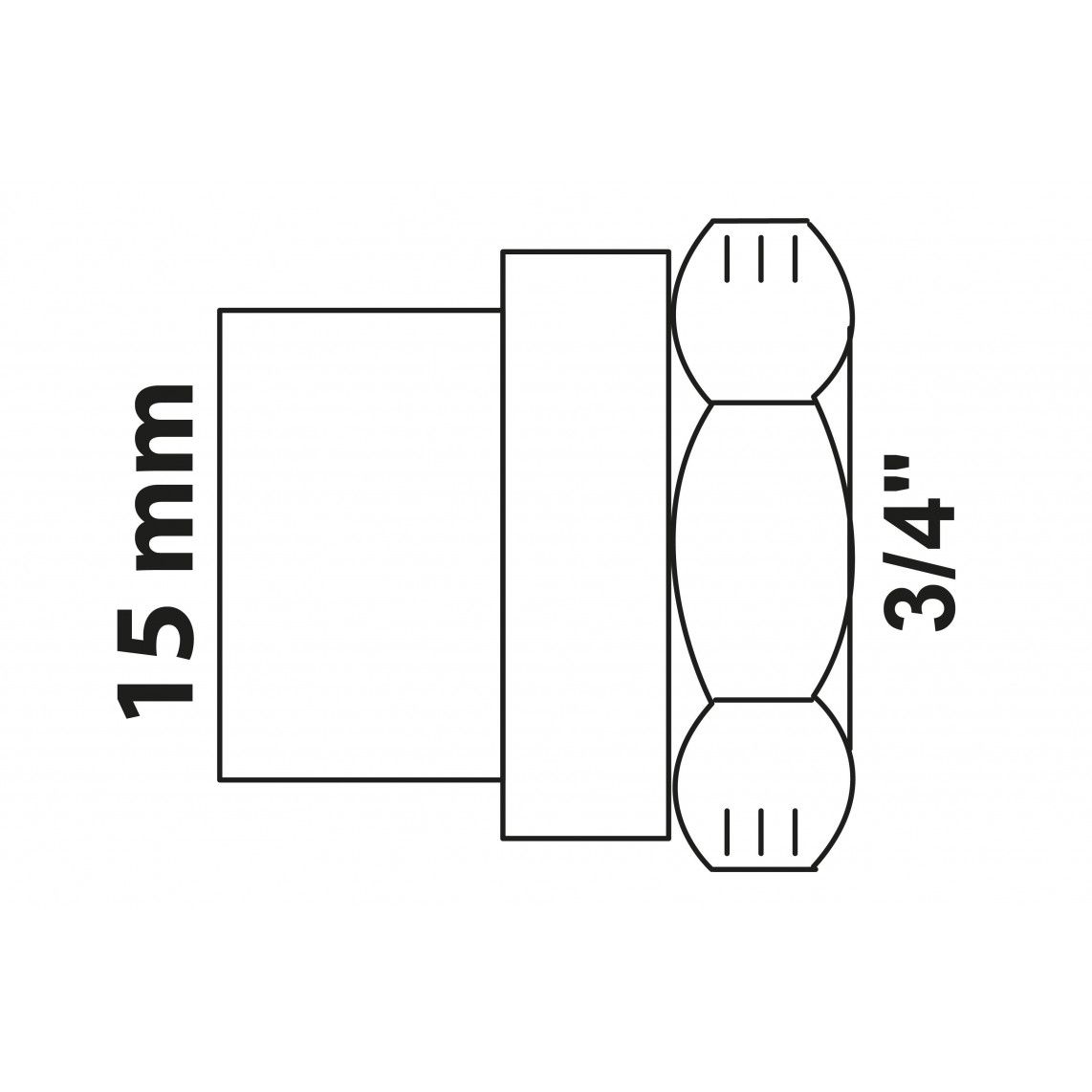 989109155 Transition socket, red brass, 15 mm x 3/4" female, 1 socket vue 2