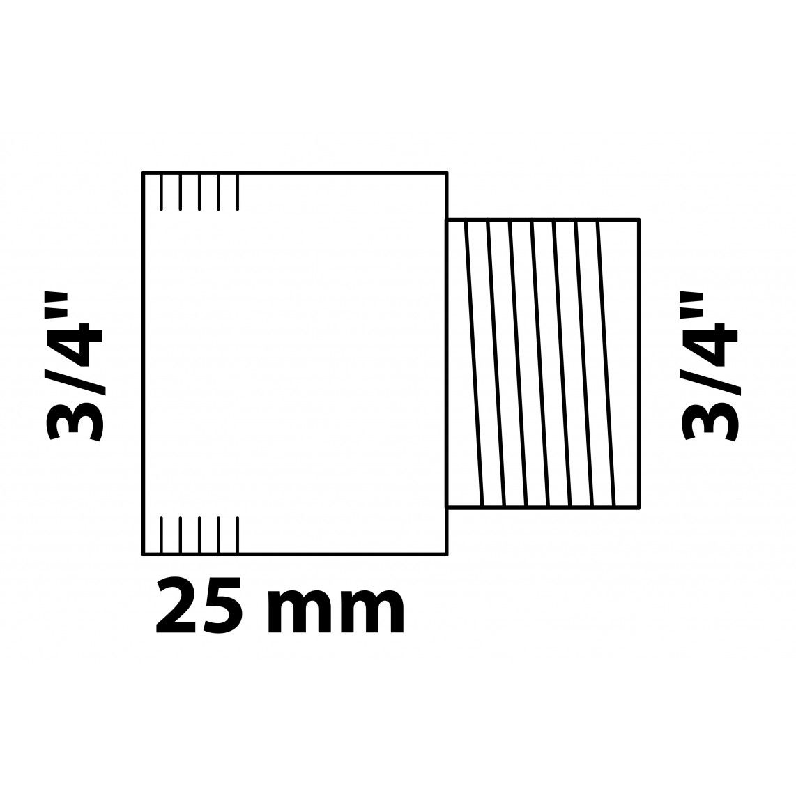 989318255 MS kraan verlengstuk, chroom, 3/4" x 25 mm vue 2