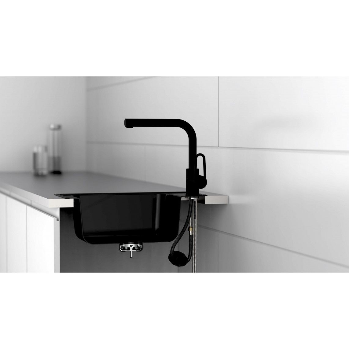 26239 DESIGN RING Mitigeur évier, noir mat, avec douchette à rincer extractible vue 9