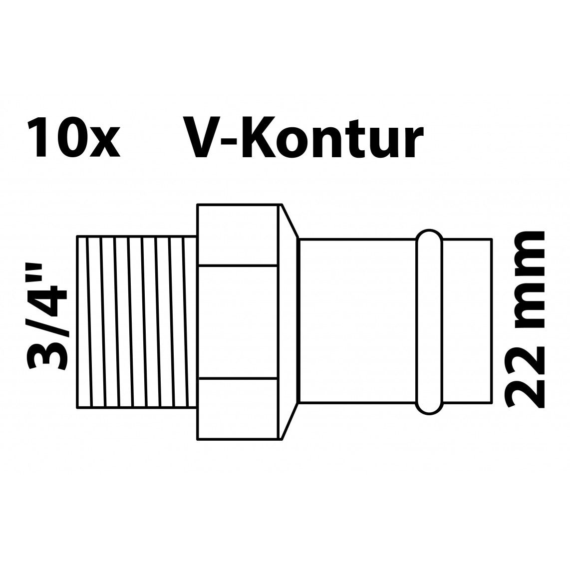 988623554 BR overloopnippel, blanco, 22 mm x 3/4"BU, 1 mof, (P4243g) vue 2