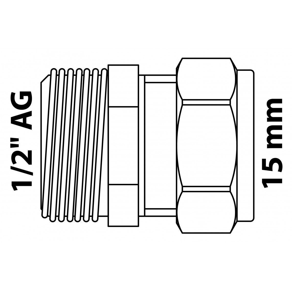 989457417 LT pièce intermédiaire, vierge, 15 mm x 1/2" M, raccord à serrer pour tube en cuivre, vue 4