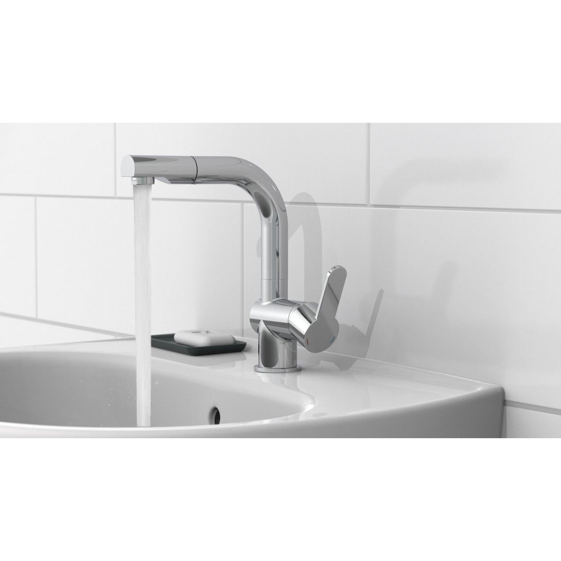 79710 LONDON Mitigeur lavabo, chromé, avec douchette à cheveux extractible vue 6