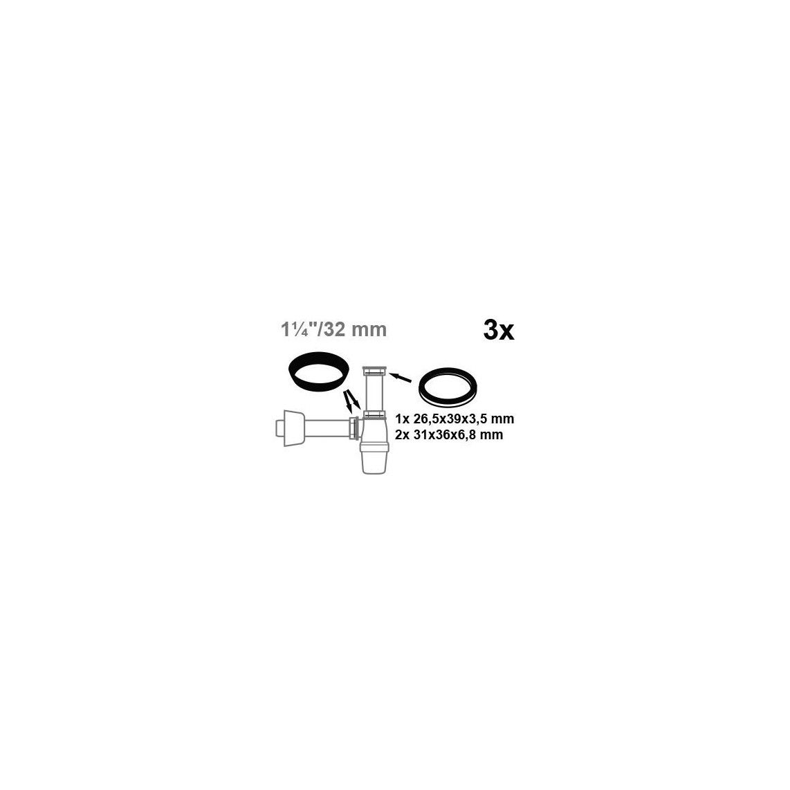 98696110 joint pour siphon assortiment, pour lavabo 1 1/4" x 32 mm (3x) vue 2