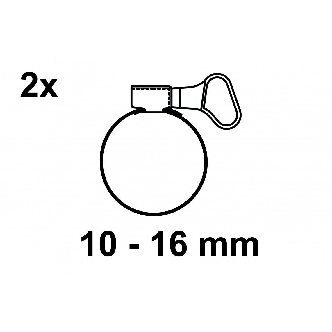 987360155 slangklem met Vleugelhandgreep 9 mm Bandbreedte, RVS, 10-16 mm (2x) vue 2