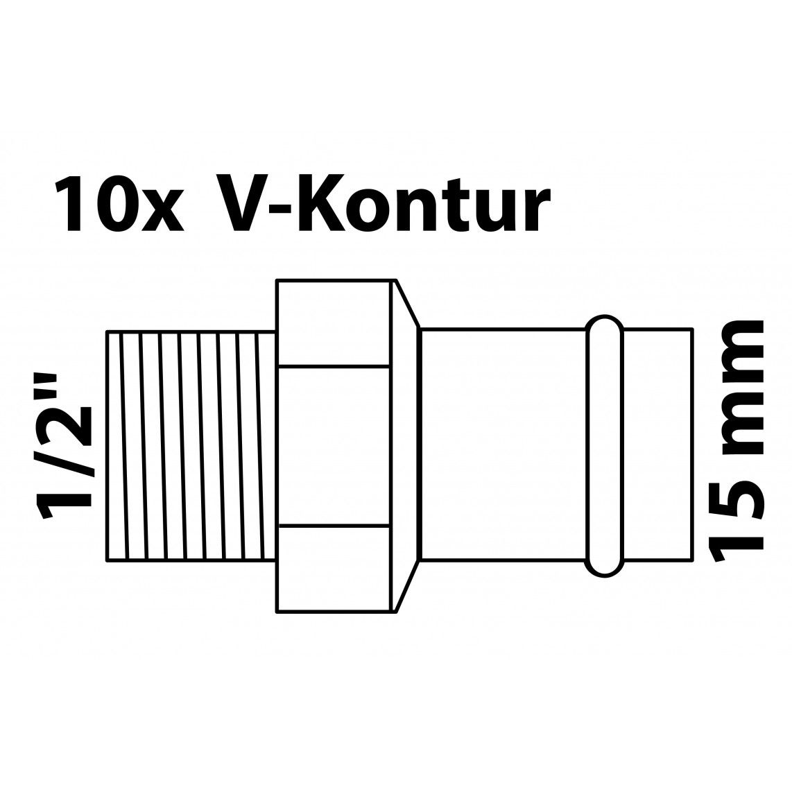 988623254 Transition nipple, press fitting for copper V-profile, 15 mm x 1/2" male, 1 socket vue 2