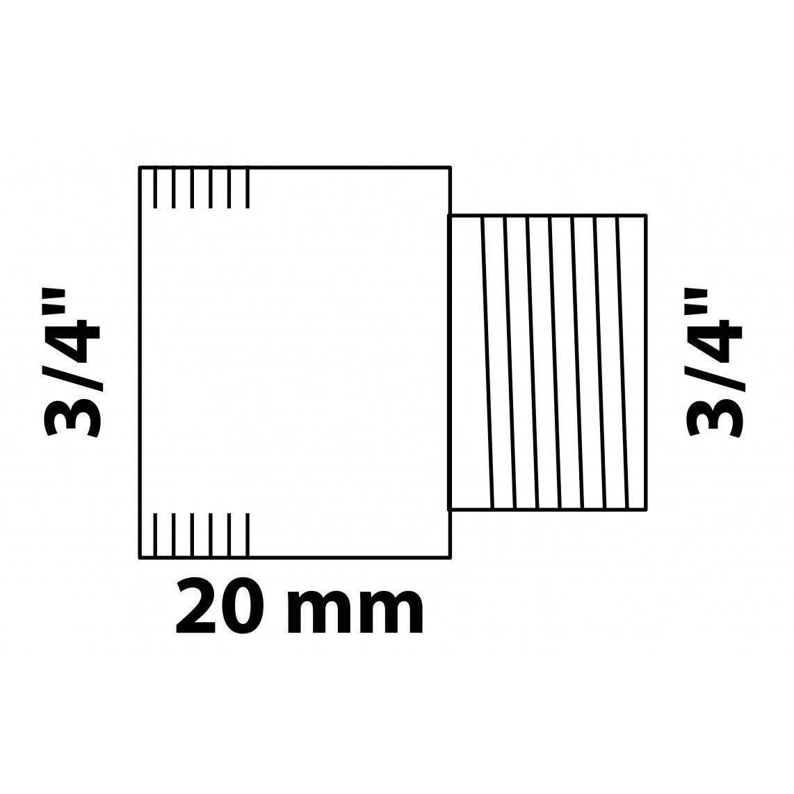 989318155 MS kraan verlengstuk, chroom, 3/4" x 20 mm, vue 2