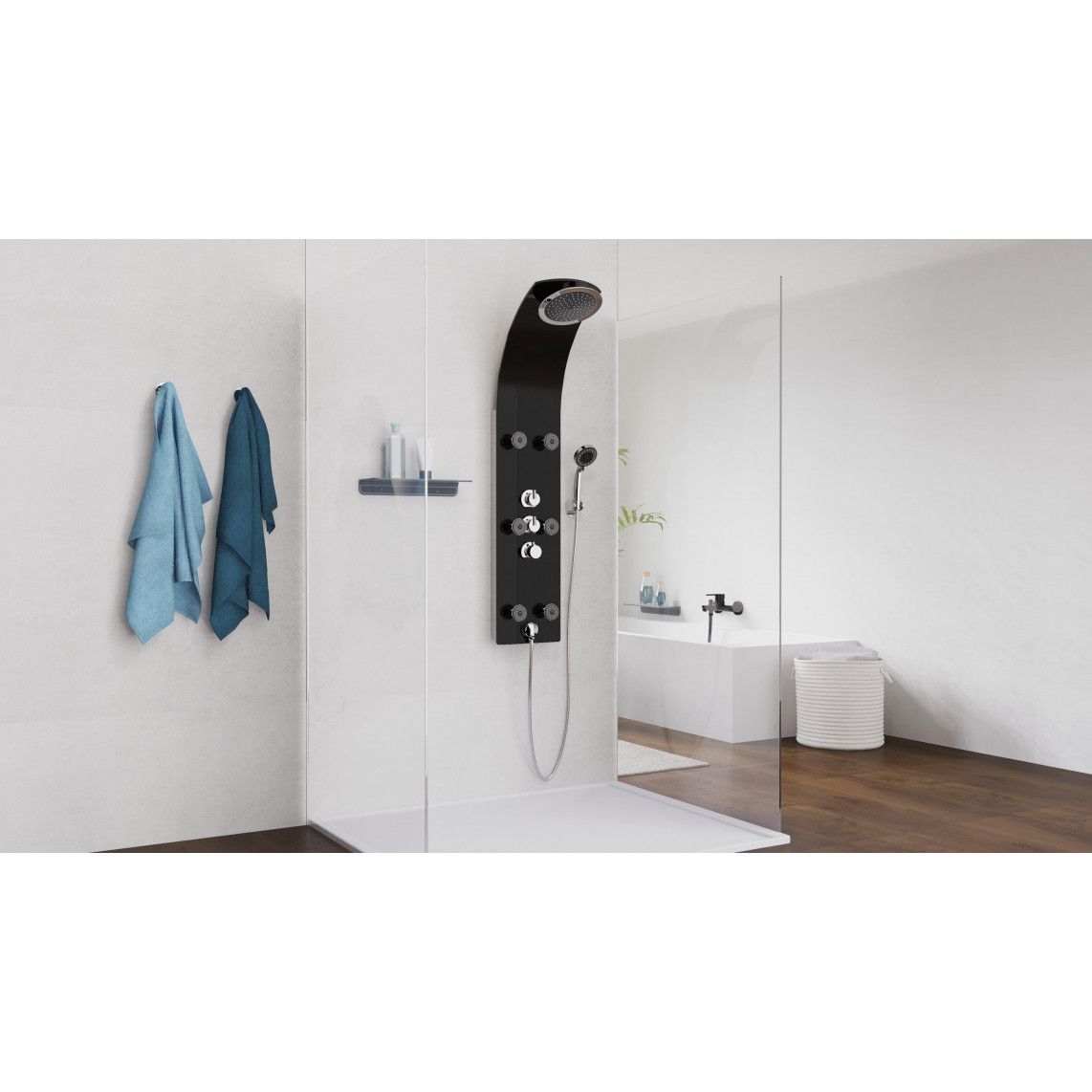 60029 LANZAROTE Panneau de douche en verre, noir vue 6
