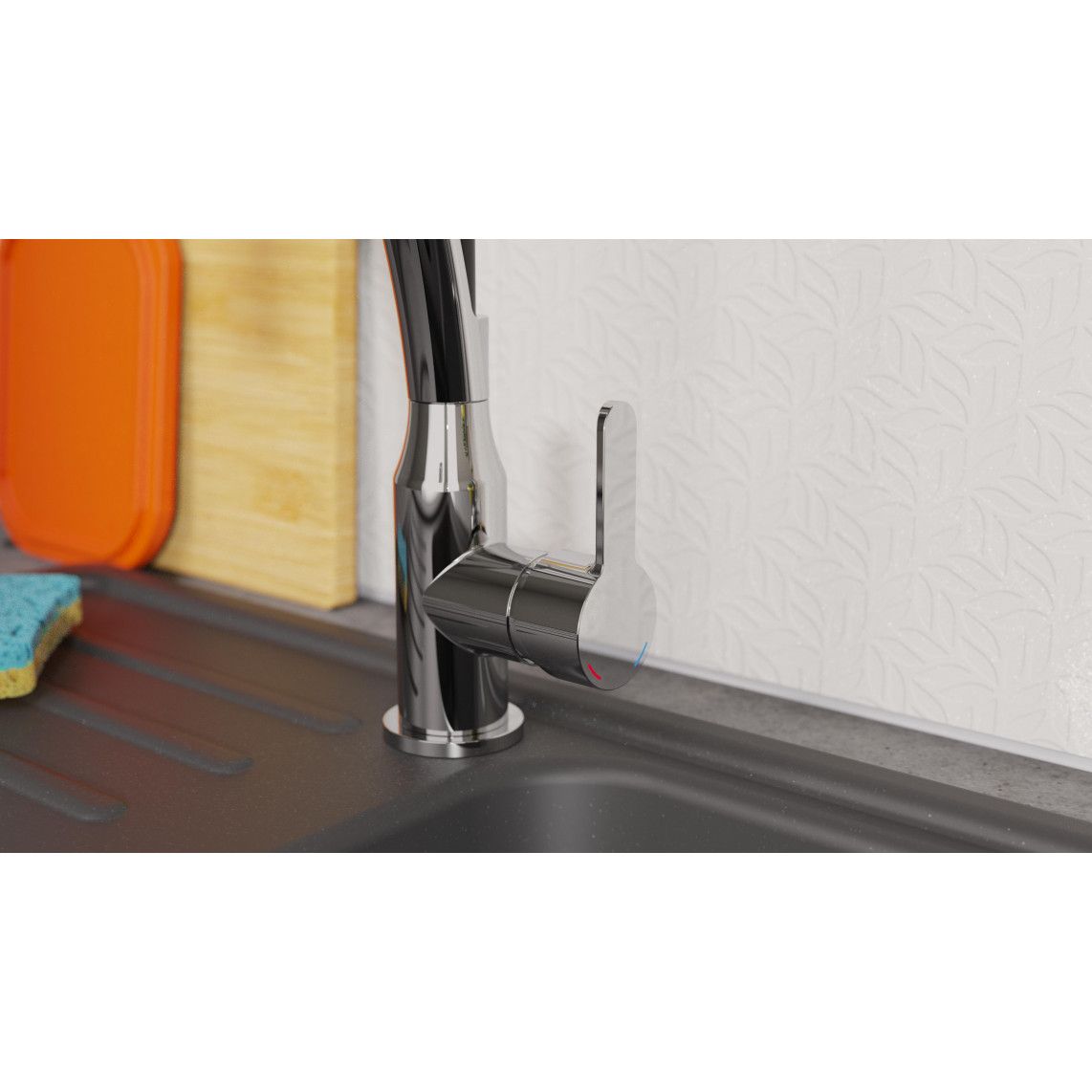 NI183CARCRB CARNEO Mitigeur évier, chromé/noir, avec flexible soft-touch vue 10