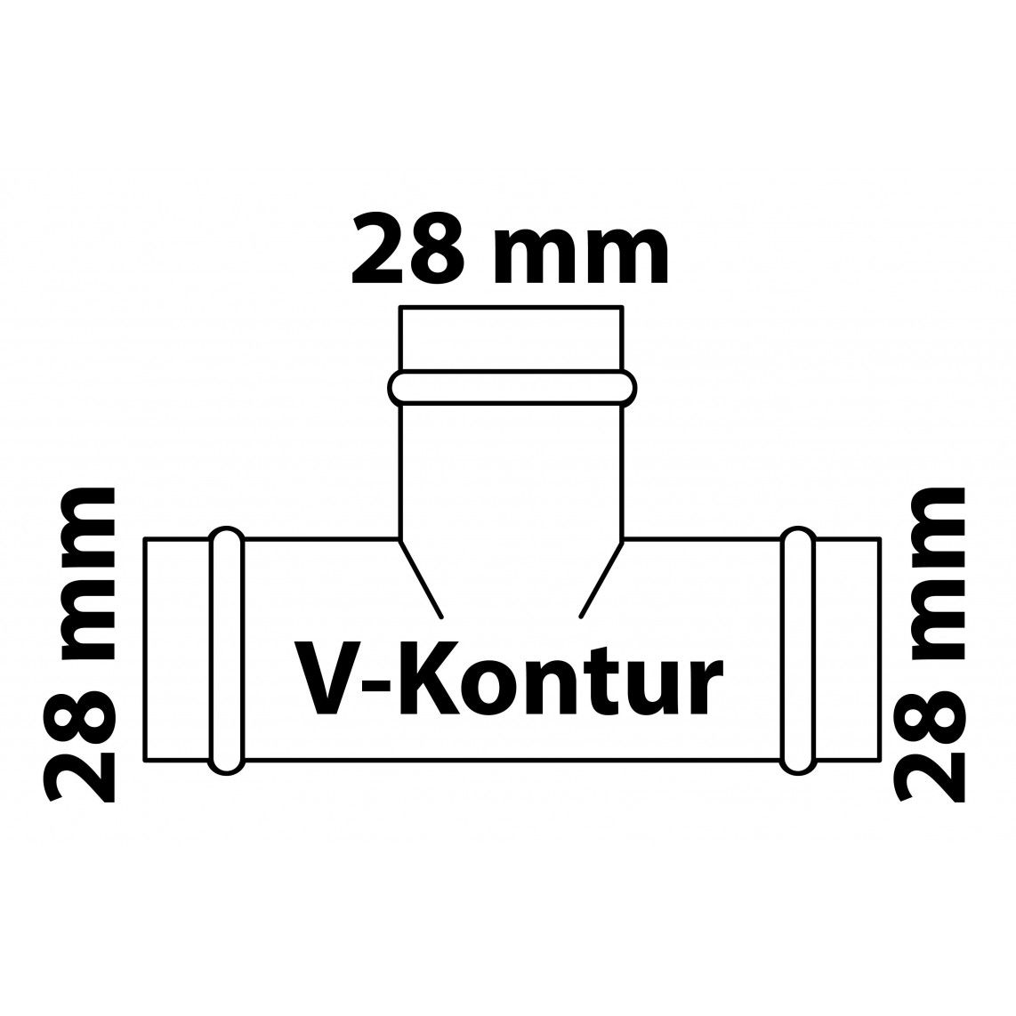 988617554 CU T-stuk, blanco, 28 mm, 3 mofen, (P5130), vue 2