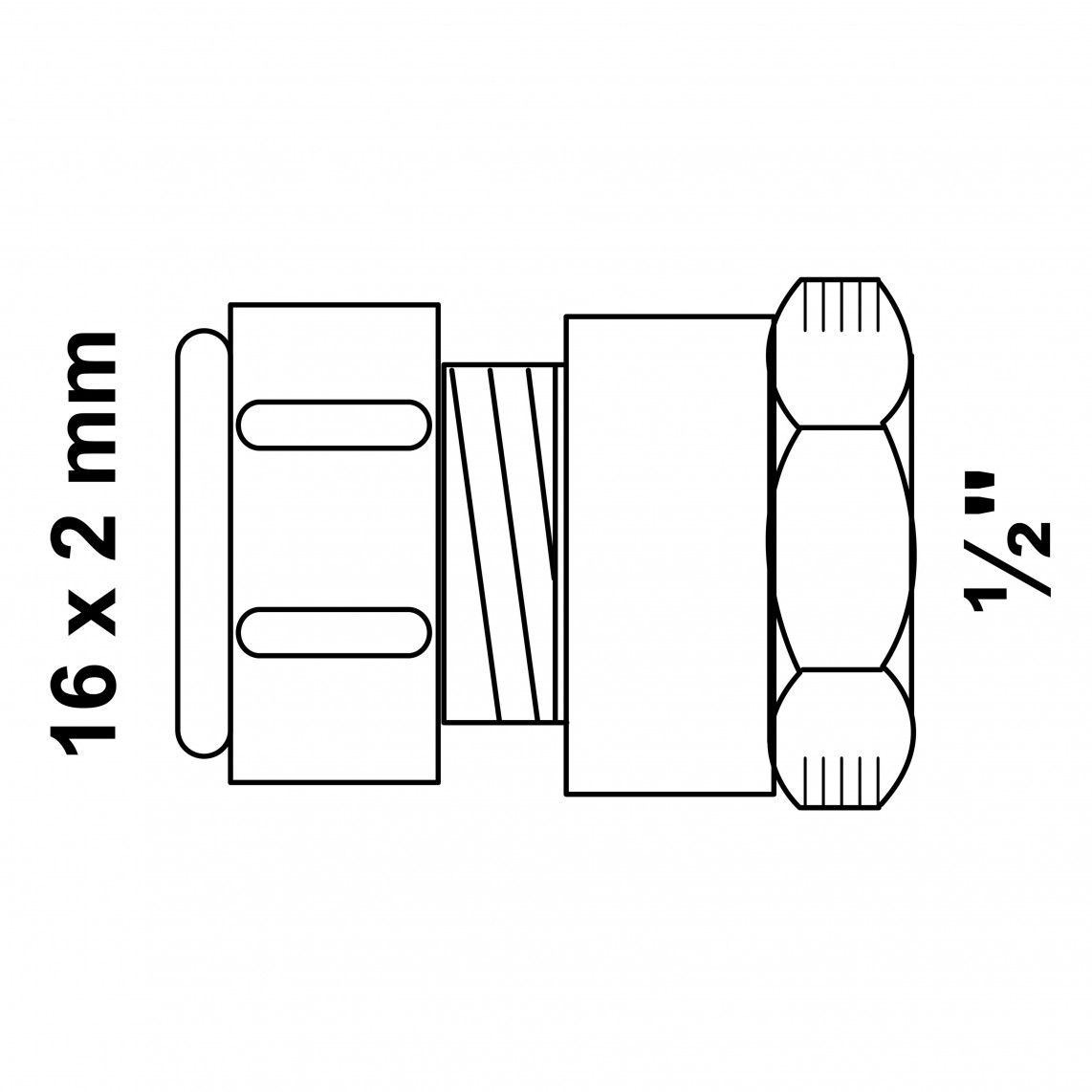 988903155 Transition piece, brass, 16 mm x 1/2" female, clamp fitting for multilayer pipe vue 4