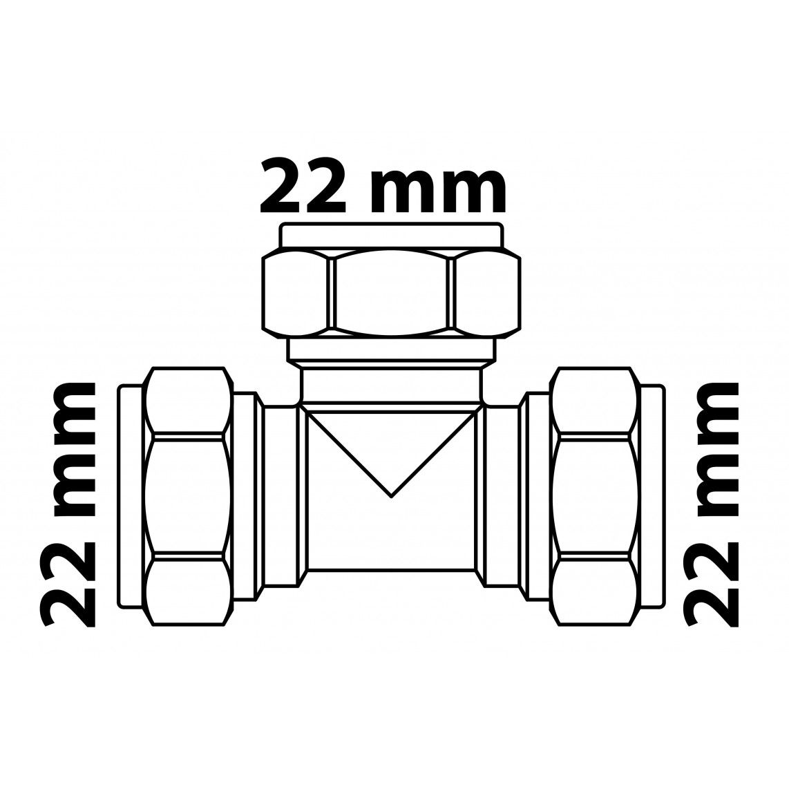 989453417 MS T-stuk, blanco, 22 mm, knelfitting voor koperen buis vue 5