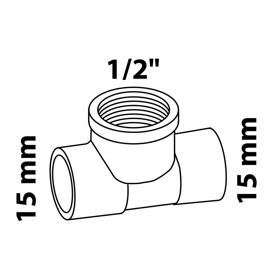 989052055 BR T-stuk, blanco, 15 mm x 1/2"BI x 15 mm, 2 mofen (4130g) vue 2