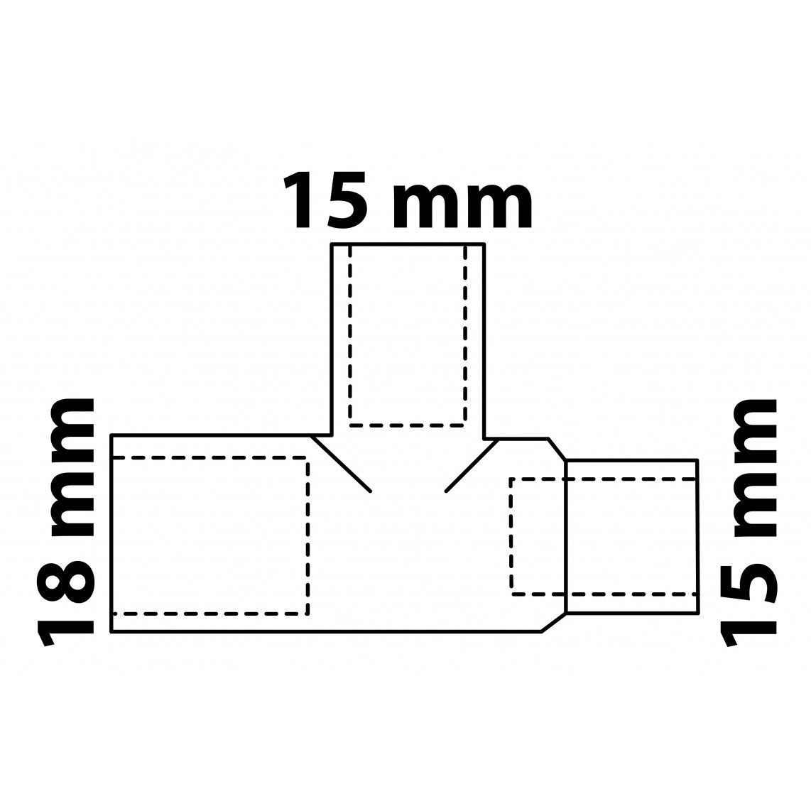 98927223 CU verloop T-stuk, blanco, 18 mm x 15 mm x 15 mm, 3 mofen (5130) vue 3