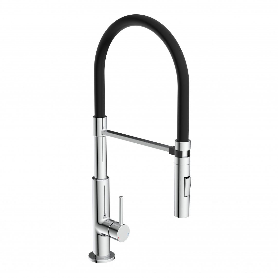 79180 STILO Keukenkraan, chroom/zwart, chroom/rood, met soft-touch slang vue 2