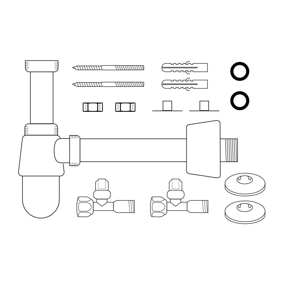 98800004 lavabo-siphon à bouteille-Set, chromé, 1 1/4" x 32 mm, avec fixation, avec 2x robinet d'équerre vue 2
