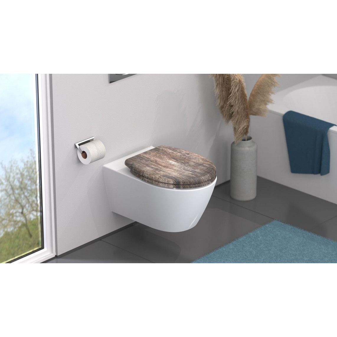 82368 abattant WC en Duroplast OLD WOOD, avec frein de chute et déclipsable vue 9