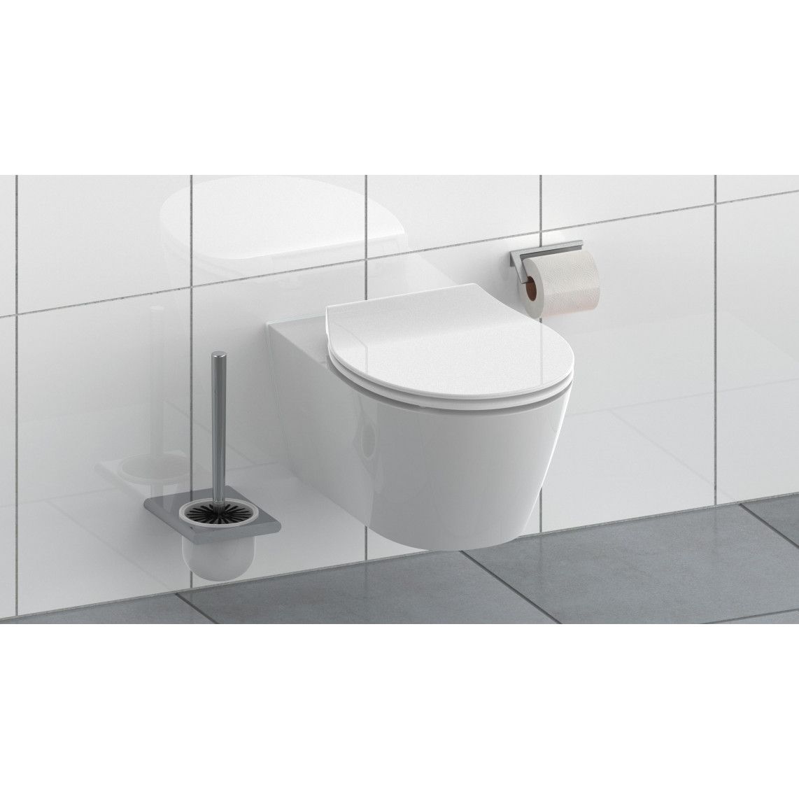 82700 Duroplast WC-zitting SLIM WHITE, met valrem en afneembaar vue 6
