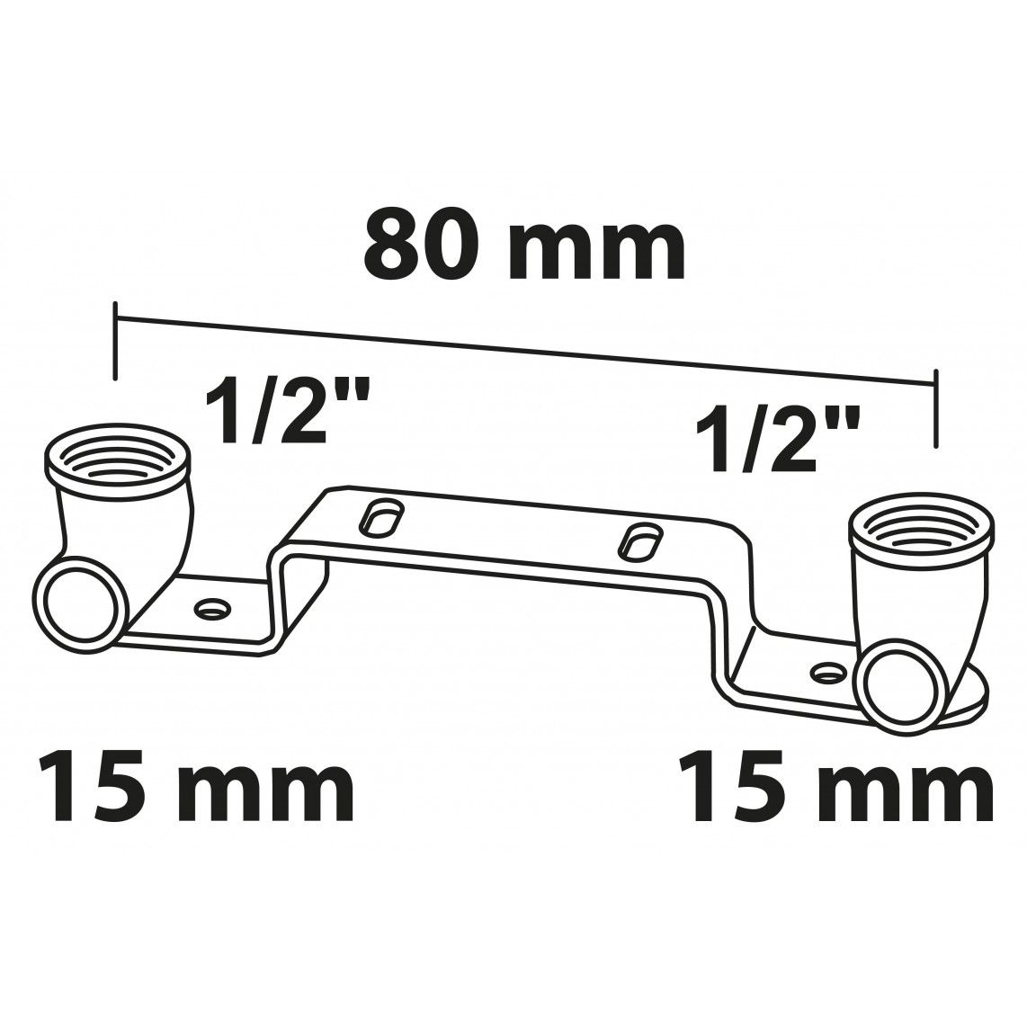 989122955 Mounting unit, red brass, 15 mm x 1/2" female x 80 mm, 1 socket vue 2