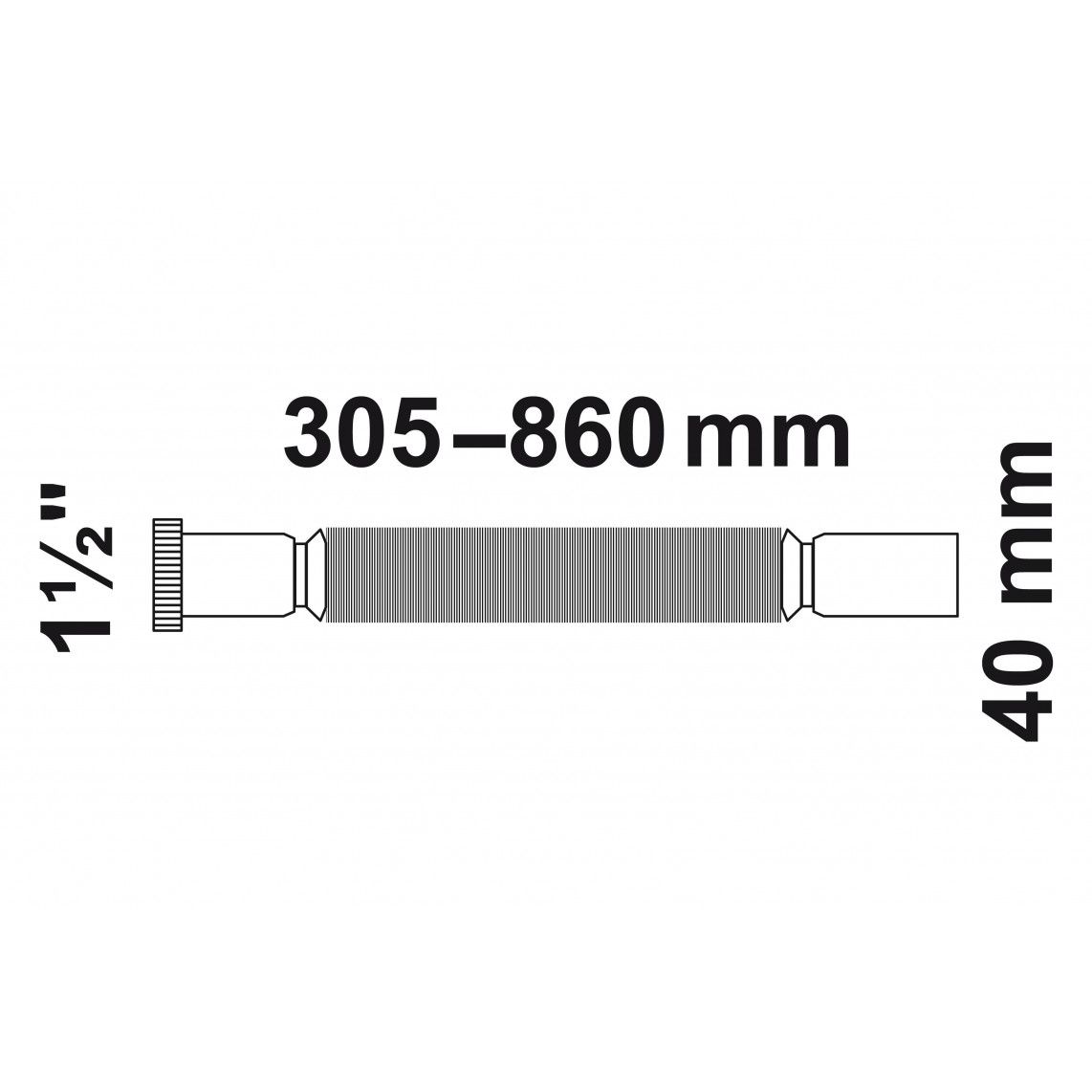 98836848 KS flexibele verbindingspijp, wit, 1 1/2"BI x 40 mm, 305-860 mm vue 2