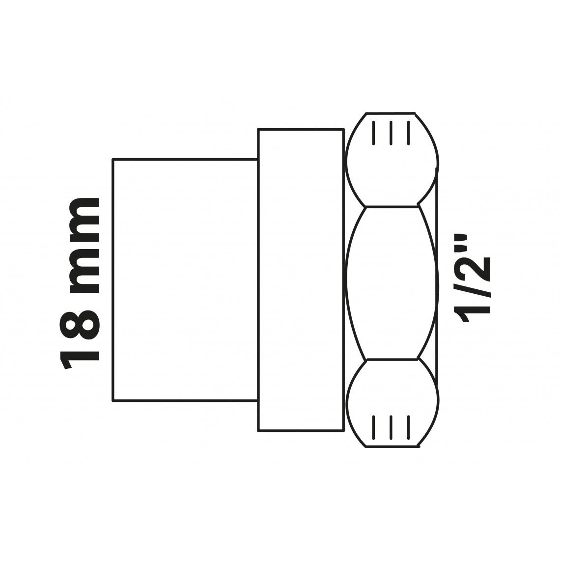 989103017 Transition socket, red brass, 18 mm x 1/2" female, 1 socket vue 2