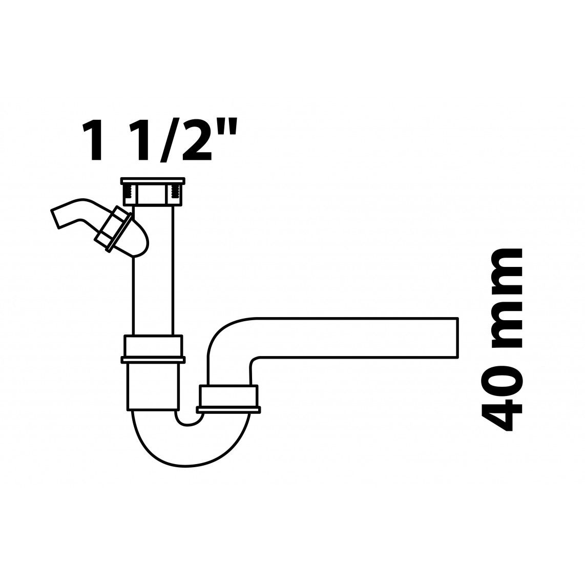 98831349 ECO-SAVE KS évier-siphon tubulaire,Gris, 1 1/2" F x 40 mm, avec 3/4" Raccordement de l'appareil vue 7
