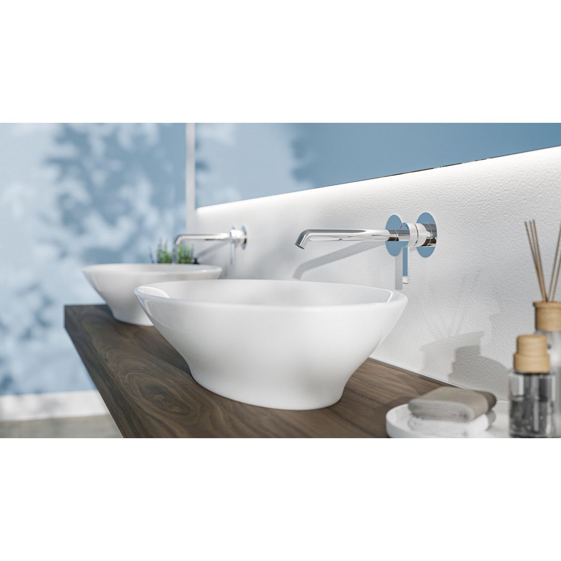 33160 LOS ANGELES Wash basin mixer, chrome, for wall fixing vue 11