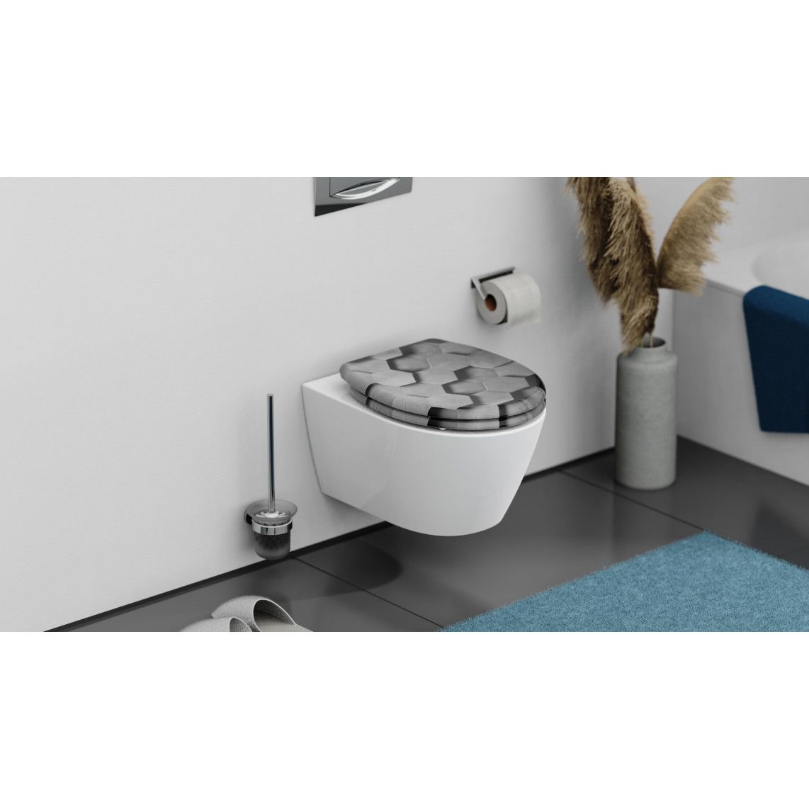 82392 abattant WC en Duroplast GREY HEXAGONS, avec frein de chute et déclipsable vue 11