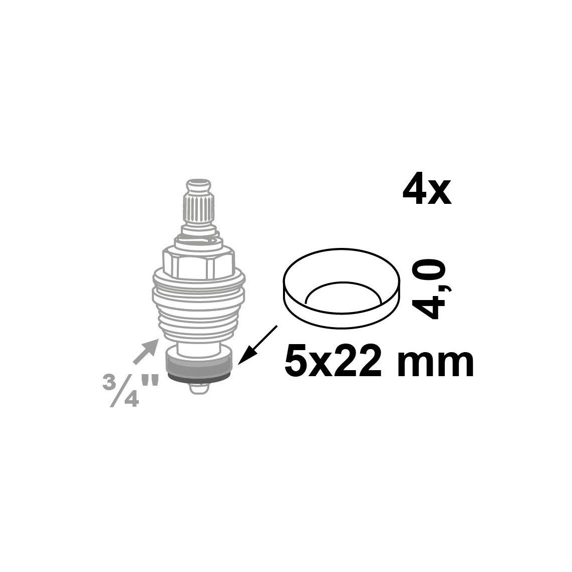 98696250 klepschijfpakkingen, Rubber, 5 x 22 x 4 mm, voor bovenstuk 3/4" (4x) vue 2
