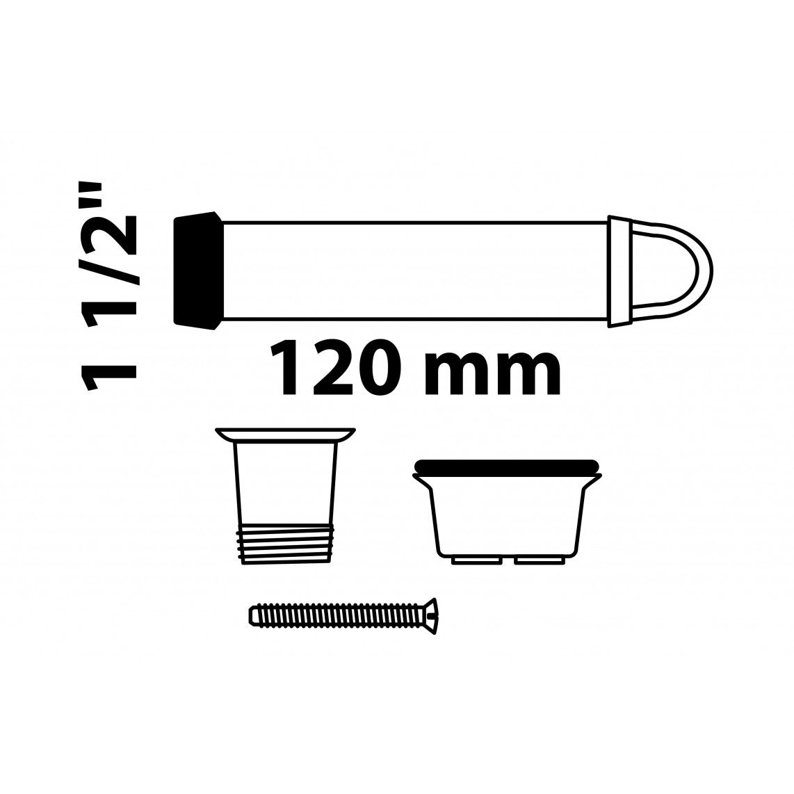 98809118 Standpijpventiel, 1 1/2" x 120 mm, met schroefverbinding vue 2