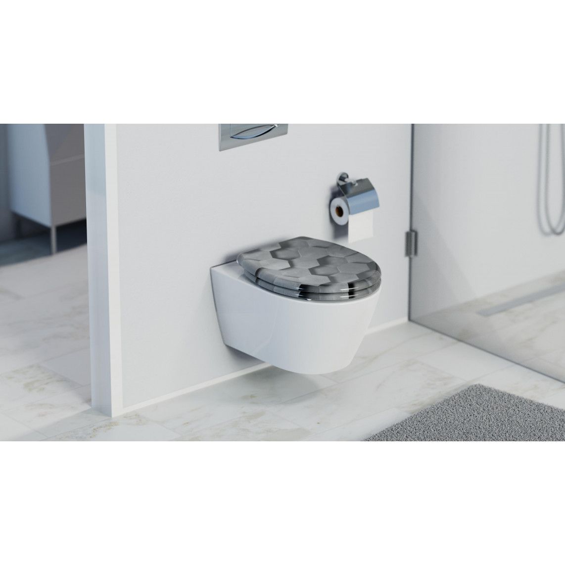 82392 abattant WC en Duroplast GREY HEXAGONS, avec frein de chute et déclipsable vue 10
