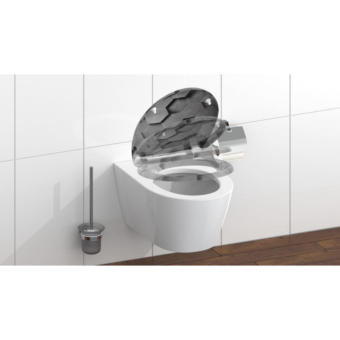 82392 abattant WC en Duroplast GREY HEXAGONS, avec frein de chute et déclipsable vue 9