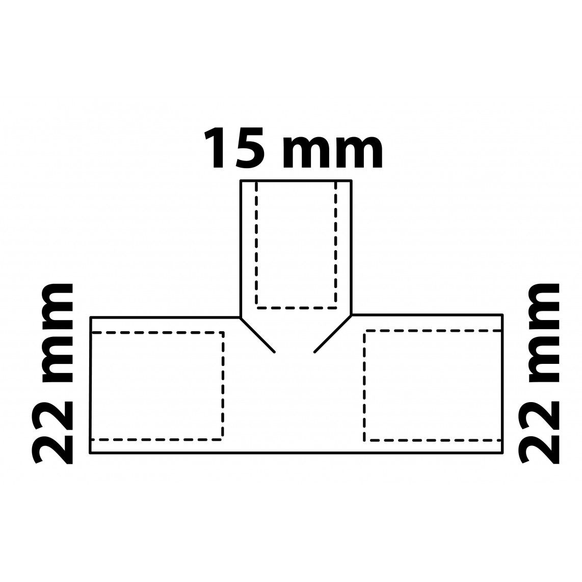989273055 CU verloop T-stuk, blanco, 22 mm x 15 mm x 22 mm, 3 mofen (5130) vue 3