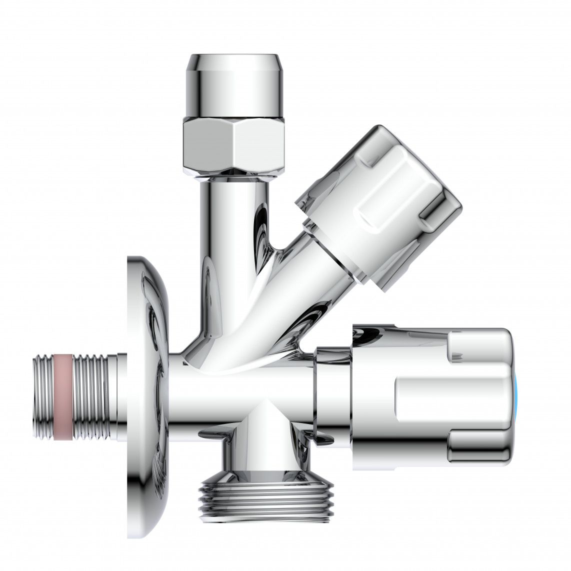 98629500 GA-robinet d'équerre, chromé, 3/8" M x 3/4" M x 3/8" M x 10 mmQ, avec clapet anti-retour, auto-étanche vue 3