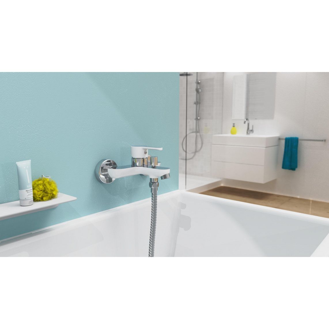 NI023DINWCR DIZIANI Mitigeur bain/douche, blanc/chromé vue 9