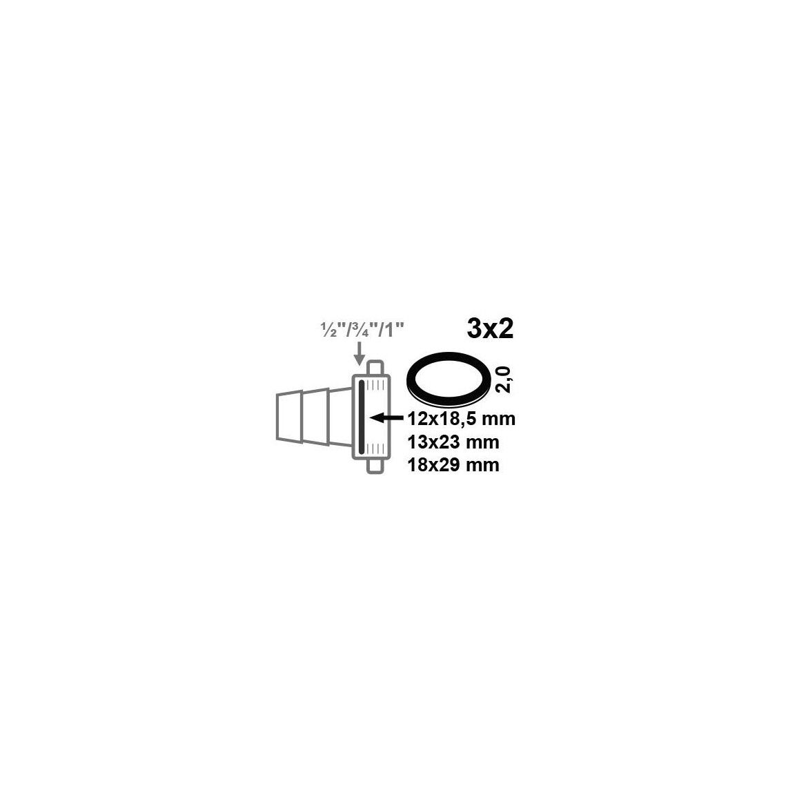 98696890 Hose screw connection gasket set, rubber, for 1/2" 3/4" 1" (3x2) vue 2