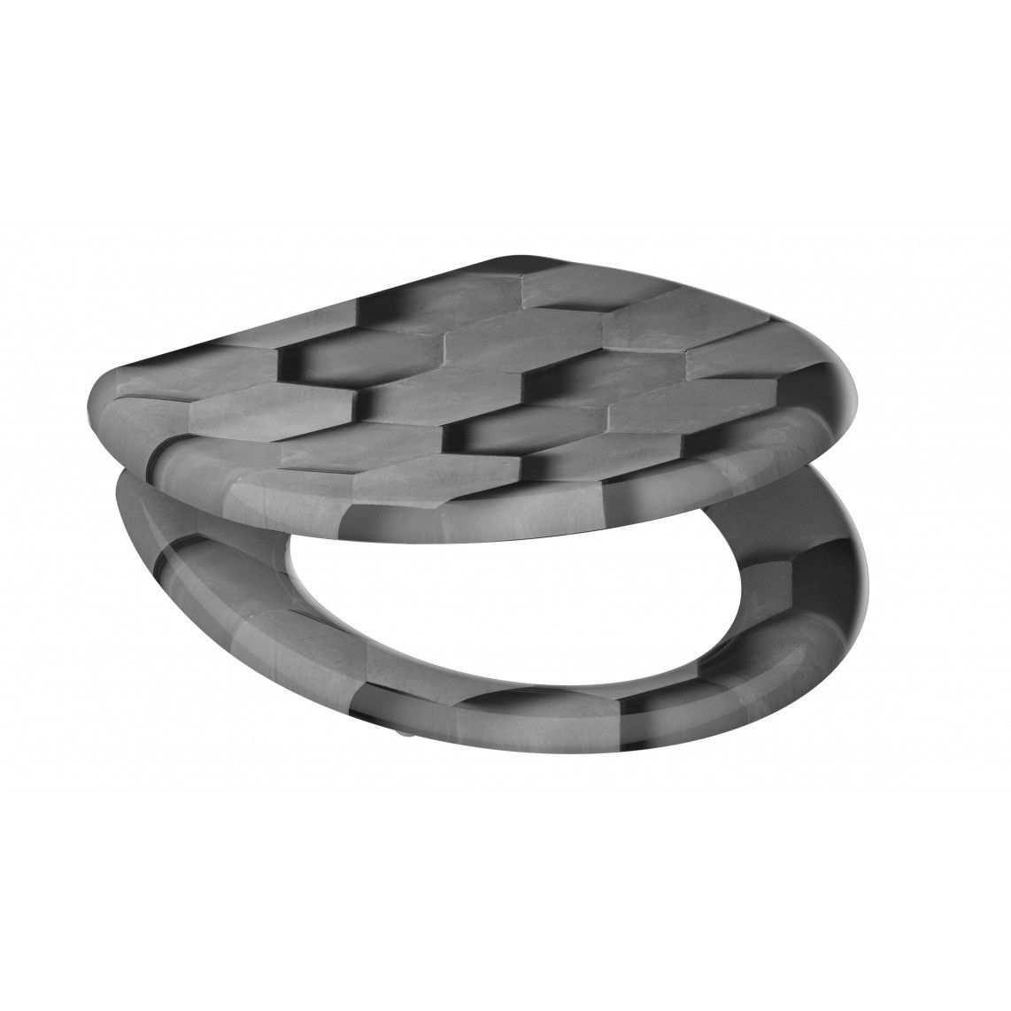 82392 abattant WC en Duroplast GREY HEXAGONS, avec frein de chute et déclipsable vue 3