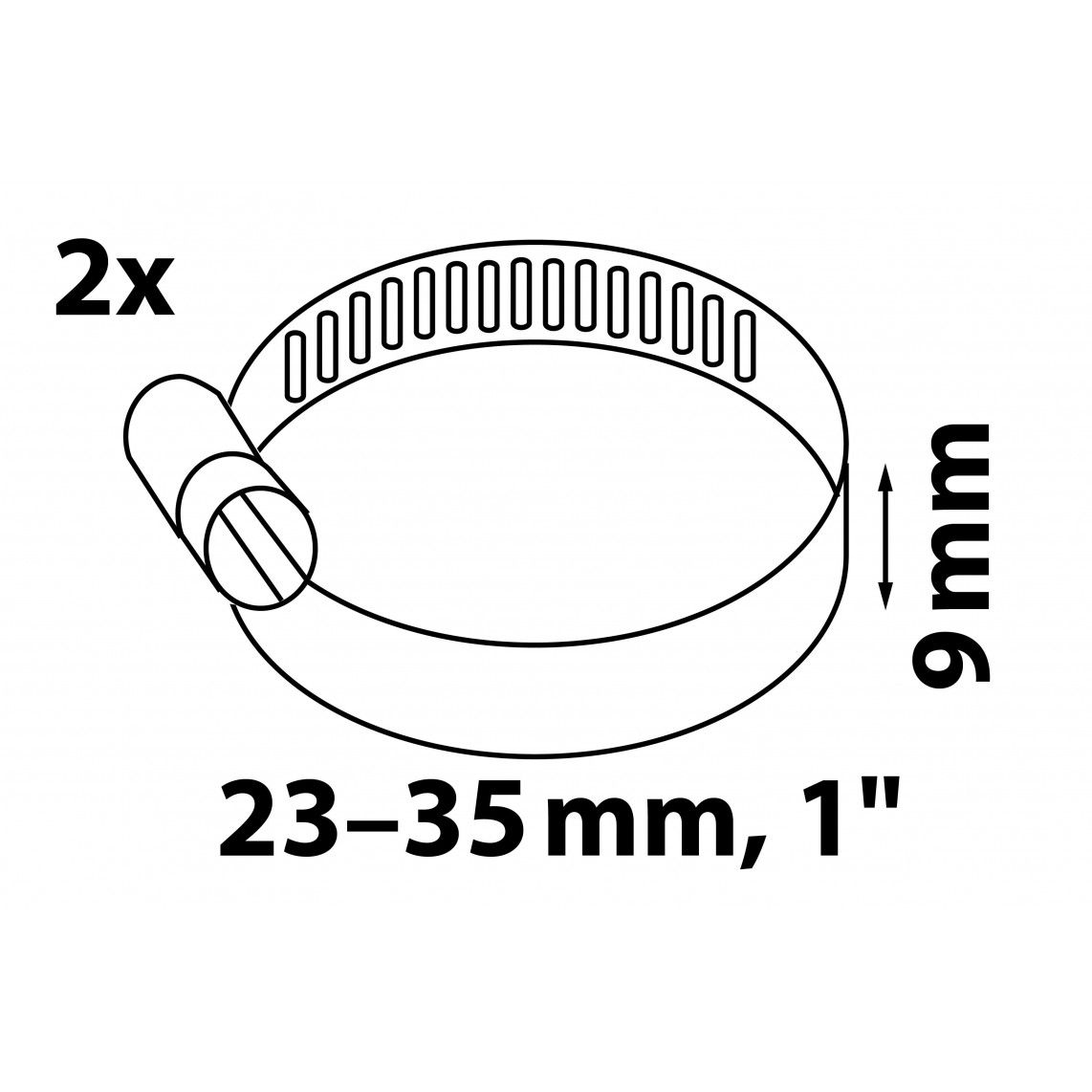 987373155 Hose clamp, stainless steel, 9 x 23 - 35 mm, for 1" (2x) vue 2