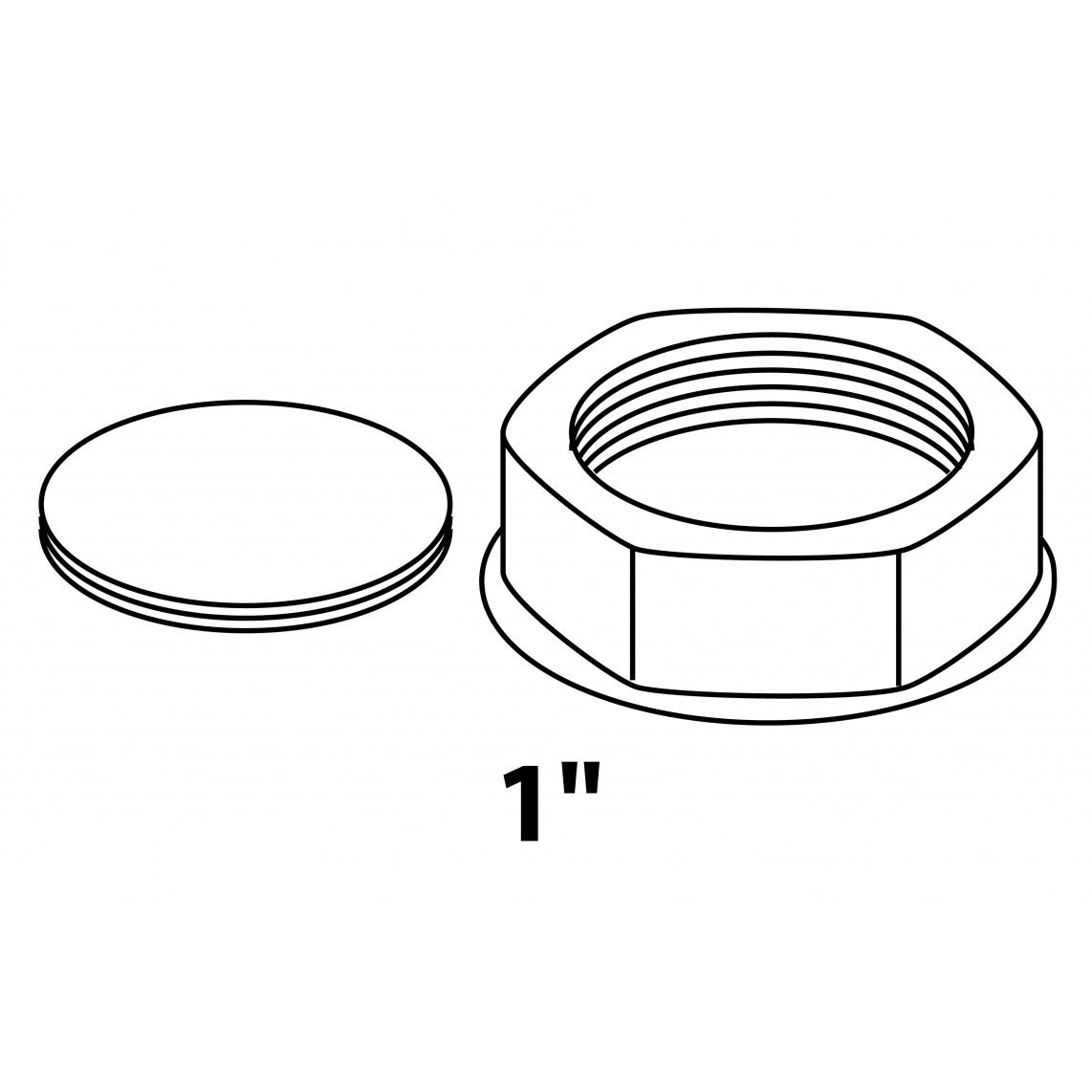 988392148 Cap, plastic, white, 1" female, for trap device connection vue 2