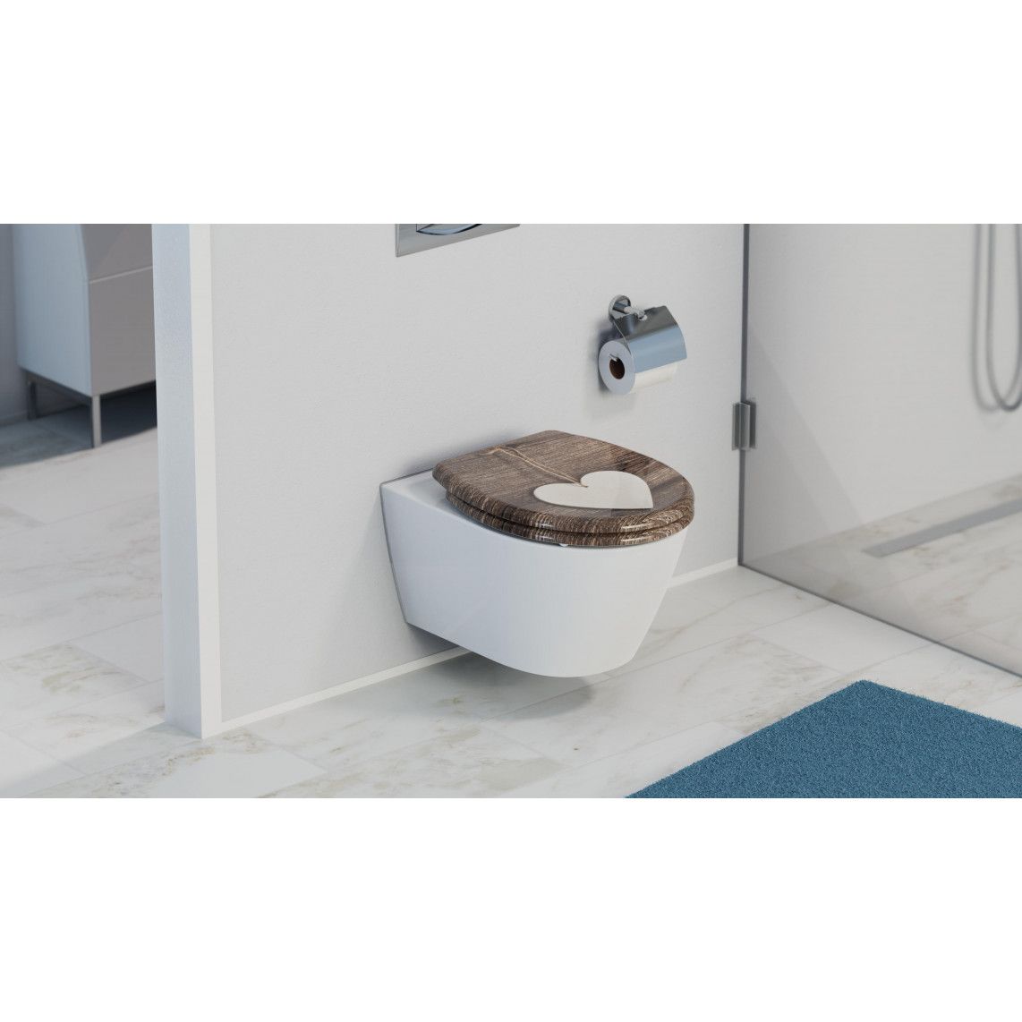 82377 Duroplast Toilet seat WOOD HEART, with soft close and quick release vue 11
