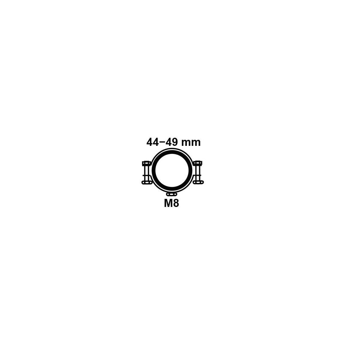 973552817 buisklem, 44 - 49 mm, geluiddicht, voor 1 1/2", met M8 draadbus vue 2