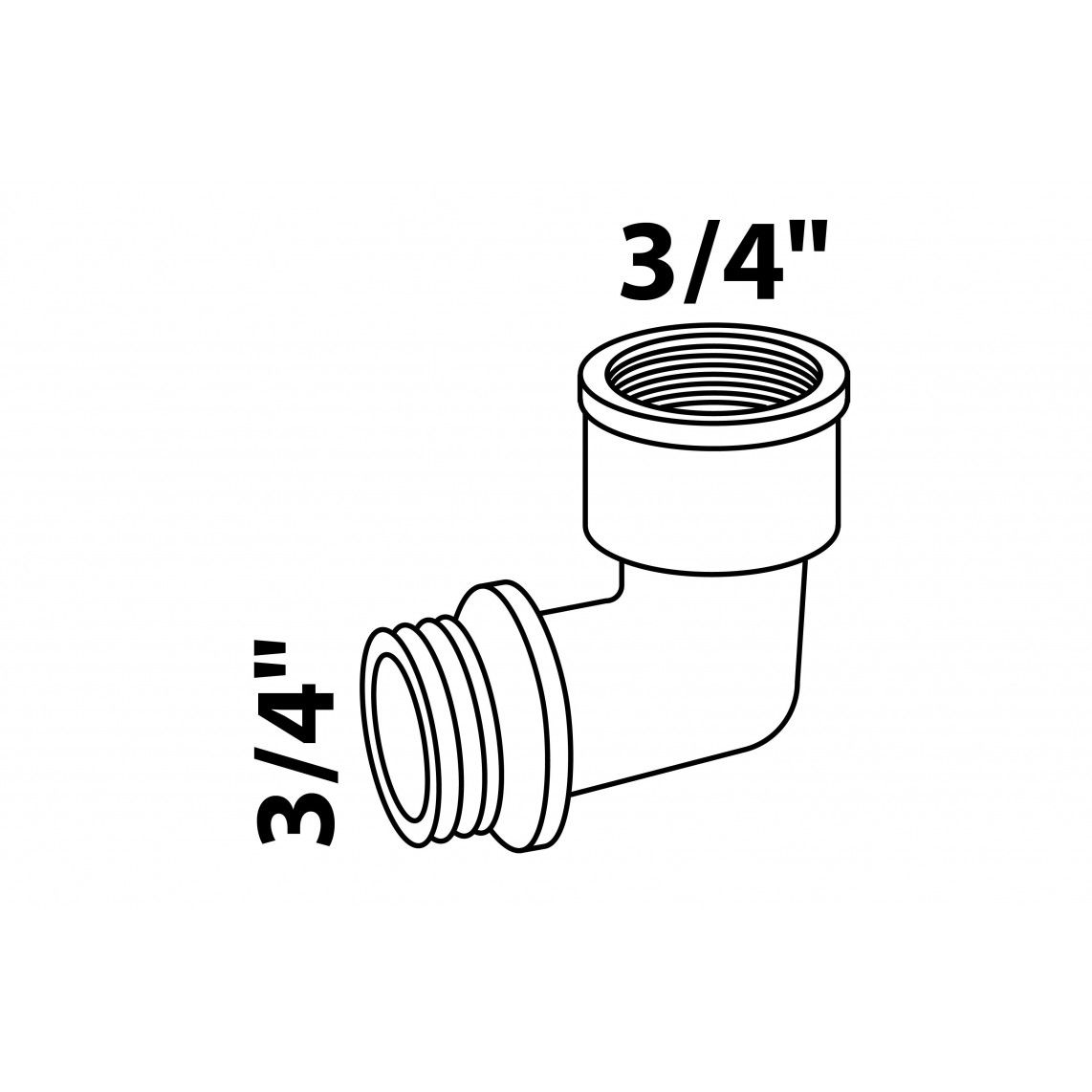 989393355 LT coude 90°, vierge, 3/4" F x 3/4" M vue 2
