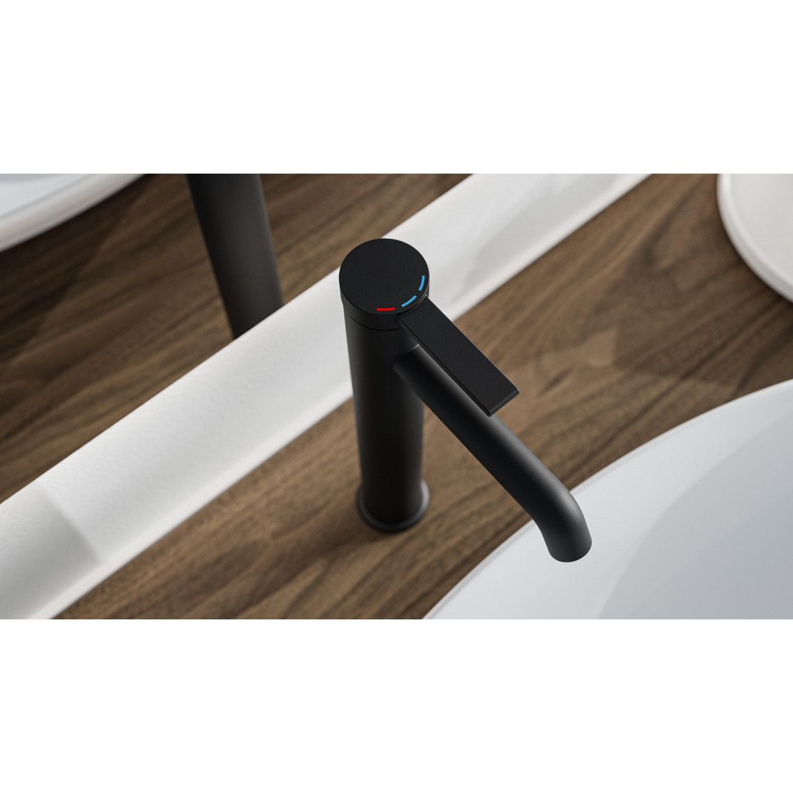 33116 LOS ANGELES Wash basin mixer, black matt, with high body vue 7